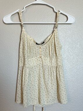 Brandy Melville Cream Floral Spaghetti Strap Cami | Size S